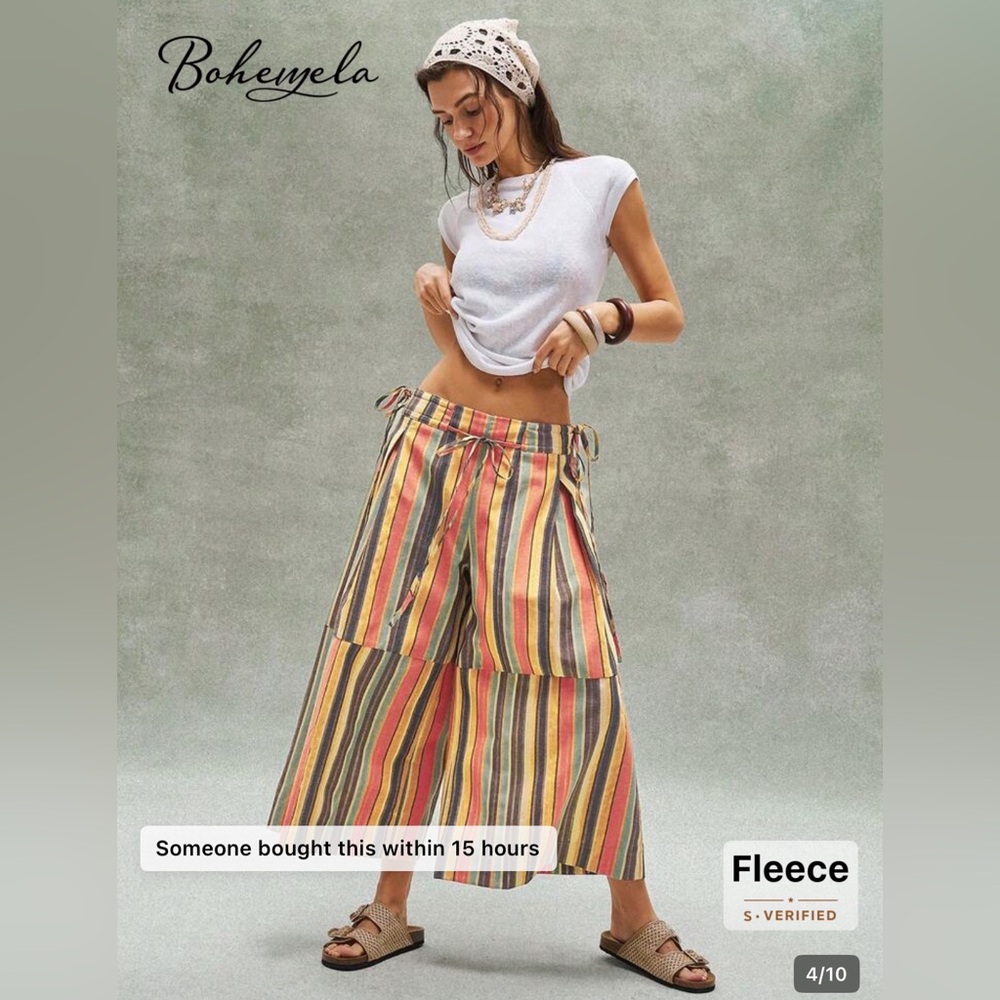 Striped Multicolor Wide-Leg Pants